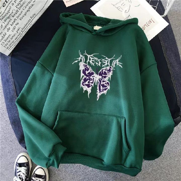 Kvinnors Hoodie med konstnärlig fjärilsdesign Mirla-Eva Jonsson