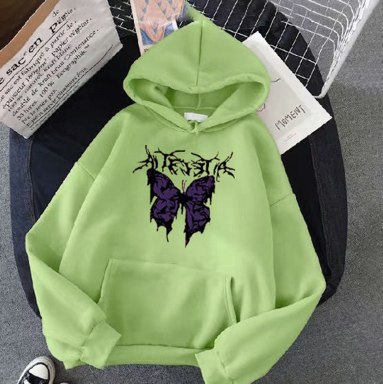 Kvinnors Hoodie med konstnärlig fjärilsdesign Mirla-Eva Jonsson