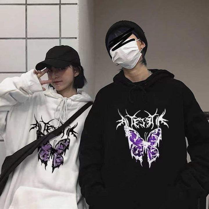Kvinnors Hoodie med konstnärlig fjärilsdesign Mirla-Eva Jonsson