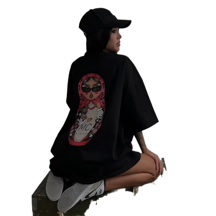 Kvinnors Kreativa Oversized T-Shirt med Funkig Grafisk Tryck Mirla-Eva Jonsson