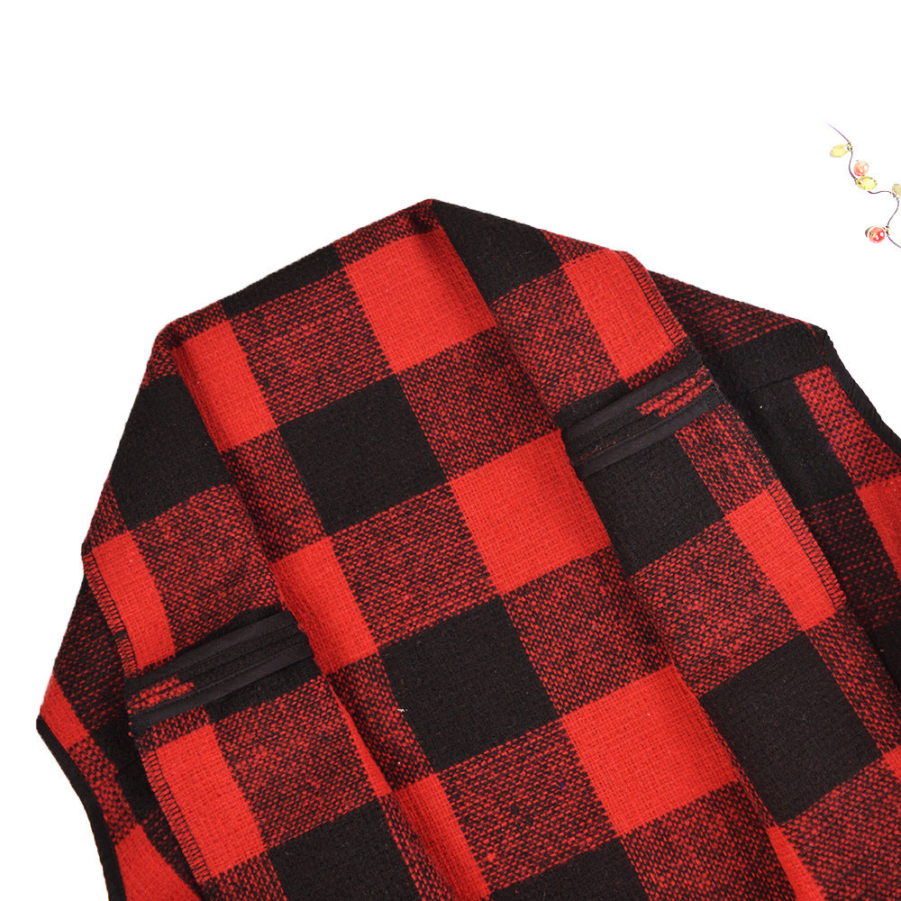 Kvinnors Lush Rutig Poncho Mirla-Eva Jonsson