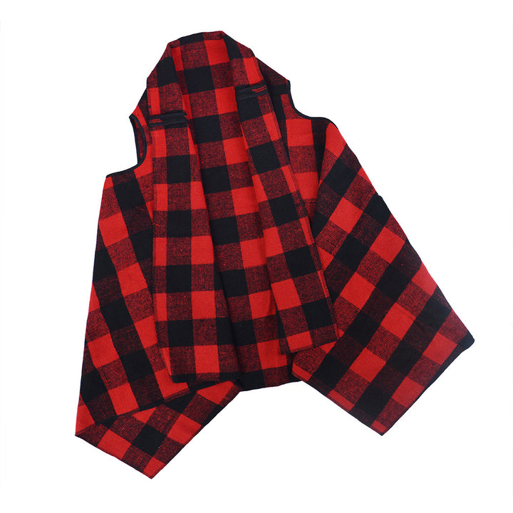 Kvinnors Lush Rutig Poncho Mirla-Eva Jonsson