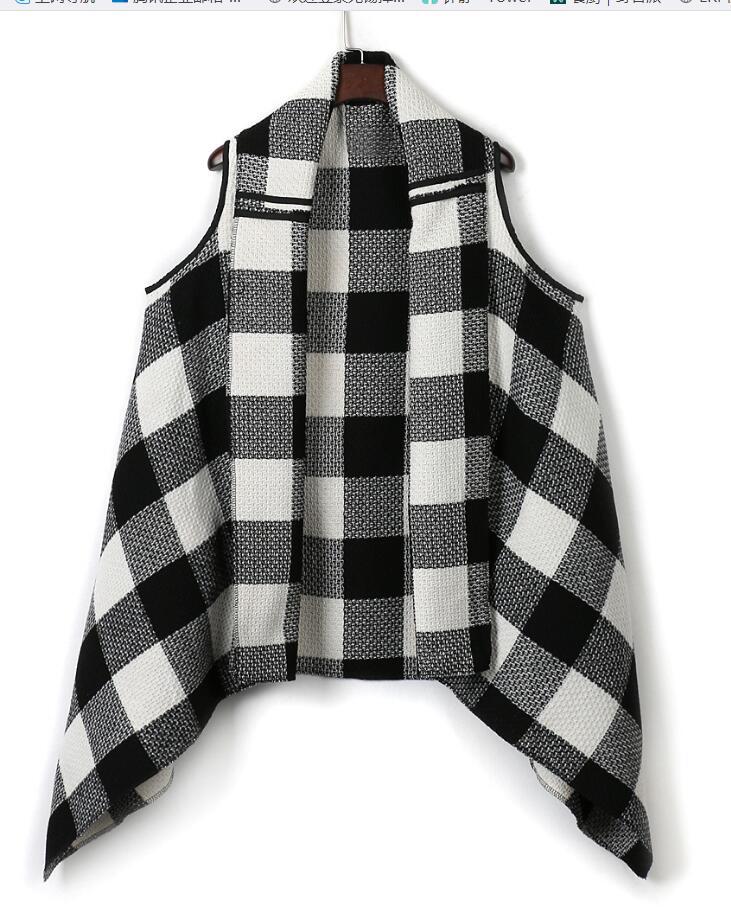 Kvinnors Lush Rutig Poncho Mirla-Eva Jonsson