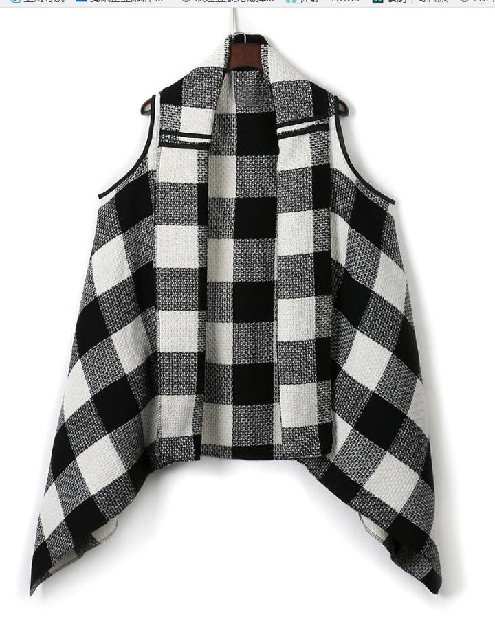 Kvinnors Lush Rutig Poncho Mirla-Eva Jonsson