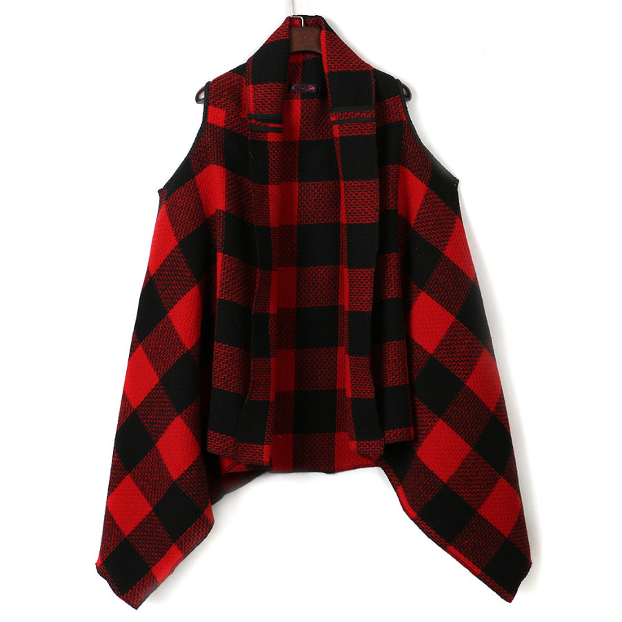 Kvinnors Lush Rutig Poncho Mirla-Eva Jonsson