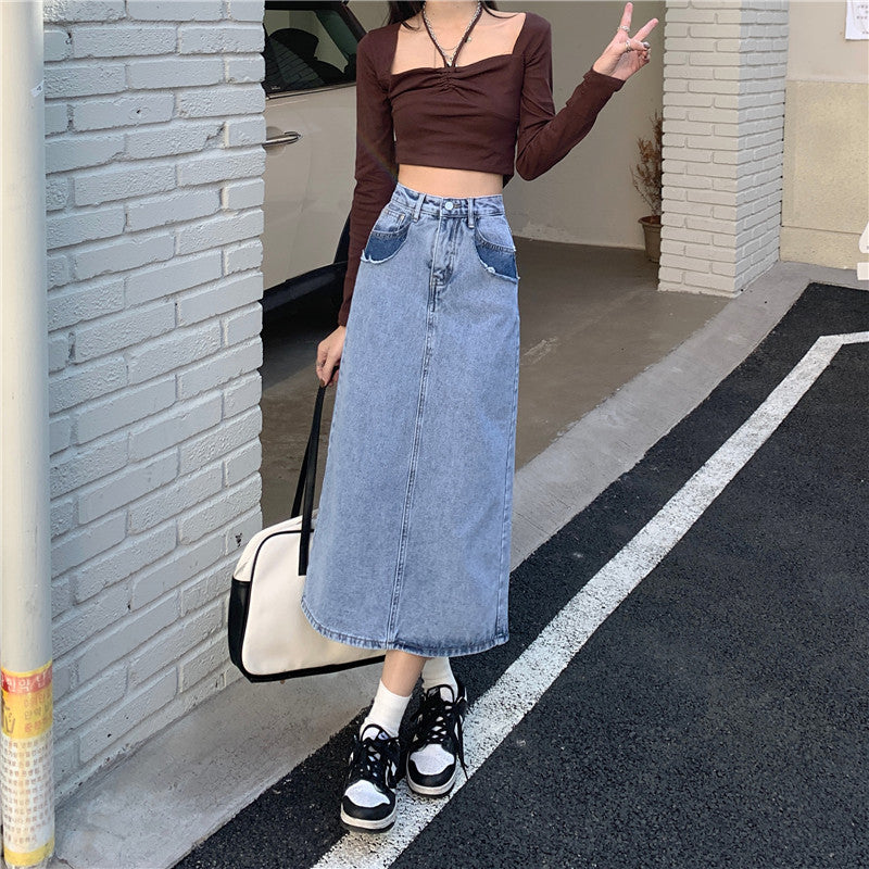 Kvinnors Maxi Denimkjol med Hög Midja och Sida Split Mirla-Eva Jonsson