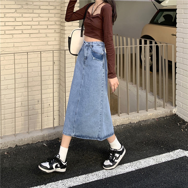 Kvinnors Maxi Denimkjol med Hög Midja och Sida Split Mirla-Eva Jonsson