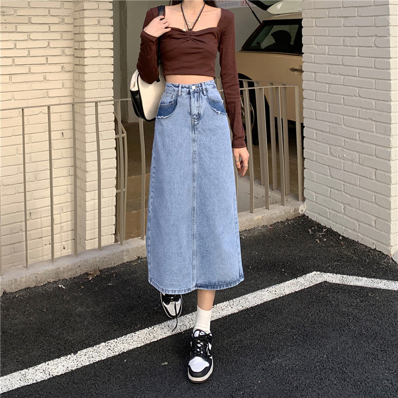 Kvinnors Maxi Denimkjol med Hög Midja och Sida Split Mirla-Eva Jonsson