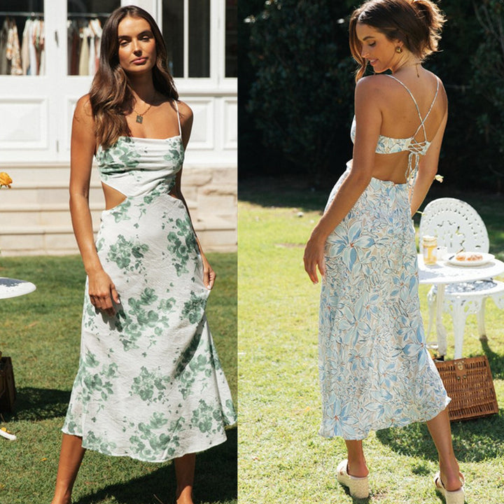 Kvinnors Maxi Klänning med Sidoutcuts och Blommönster Mirla-Eva Jonsson