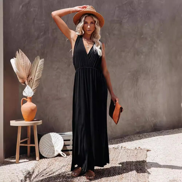 Kvinnors Maxi Klänning med elegant omslagsdesign och högsplitt Mirla-Eva Jonsson