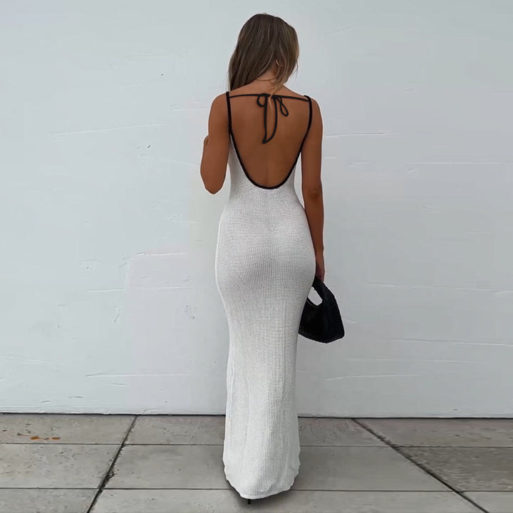 Kvinnors Maxi Klänning med finstickad textur och elegant snitt-Eva Jonsson