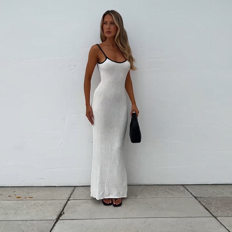 Kvinnors Maxi Klänning med finstickad textur och elegant snitt-Eva Jonsson