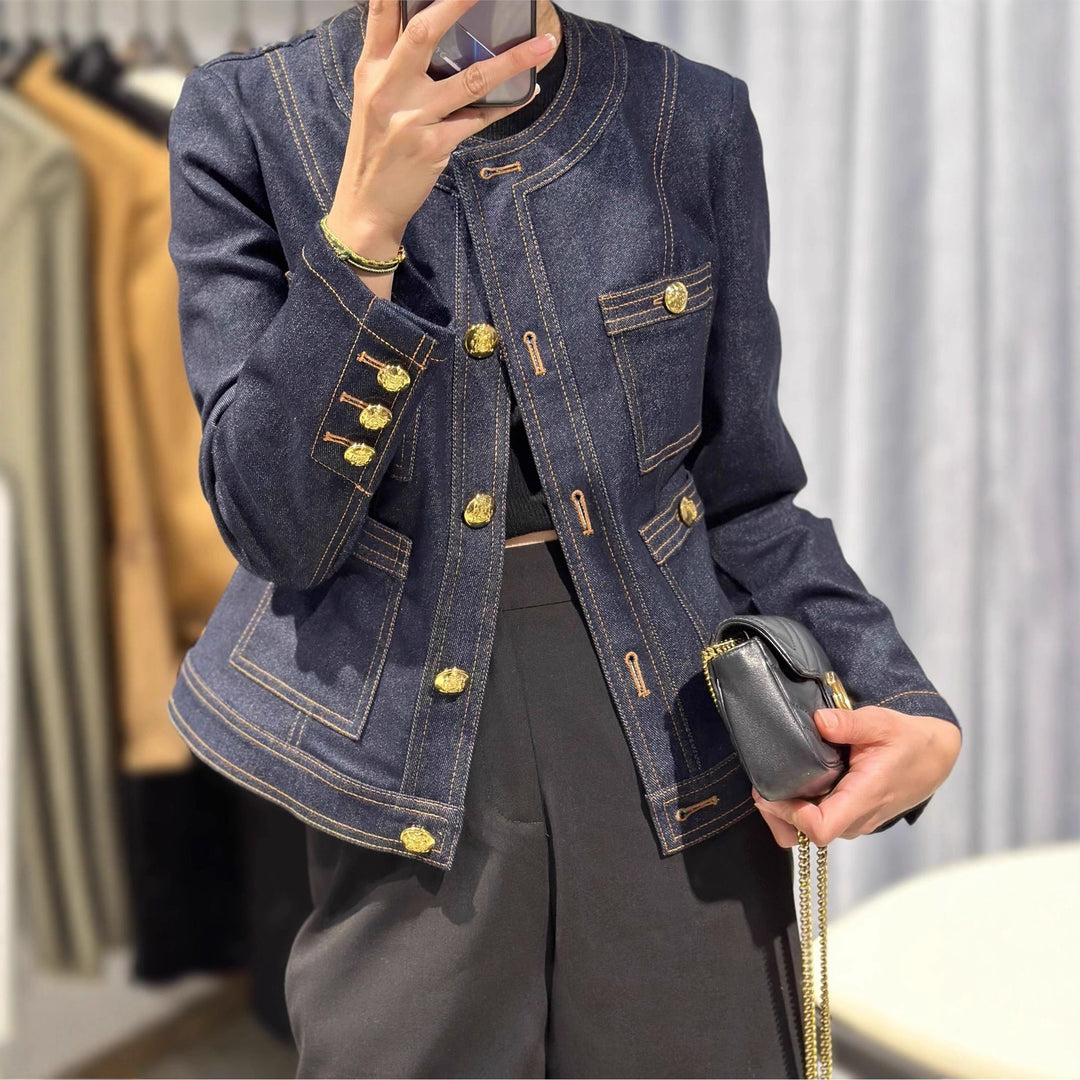 Kvinnors Mode Denimjacka med Guldknappar Mirla-Eva Jonsson
