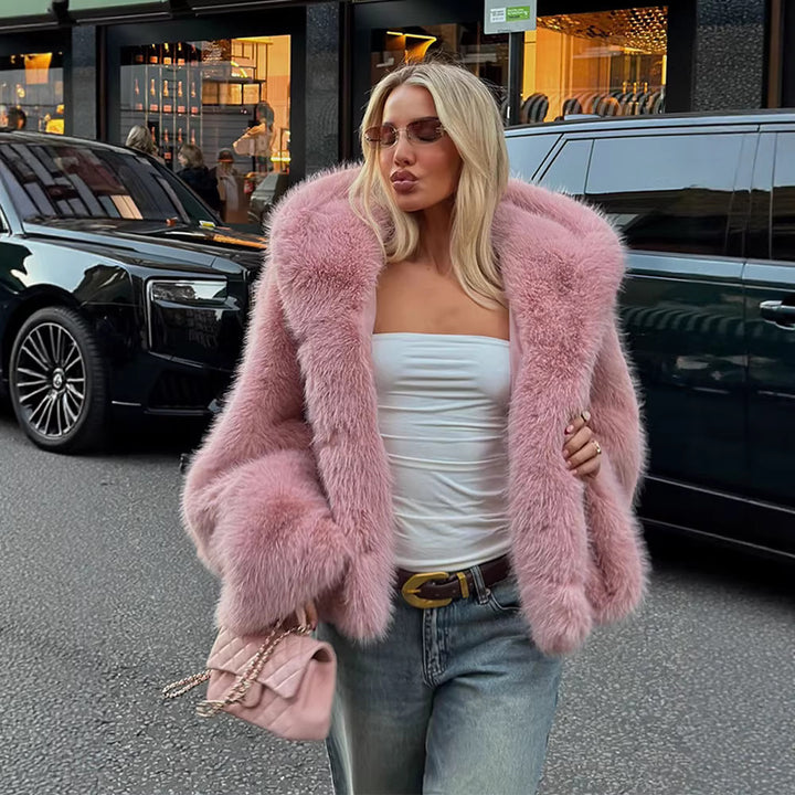 Kvinnors Mysig Fleecejacka med Lyxig Pälskrage och Mjuk Foder Mirla-Eva Jonsson