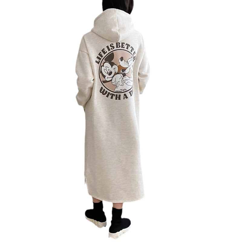 Kvinnors Mysig Hoodie Klänning med storttryck och bekväm passform Mirla-Eva Jonsson