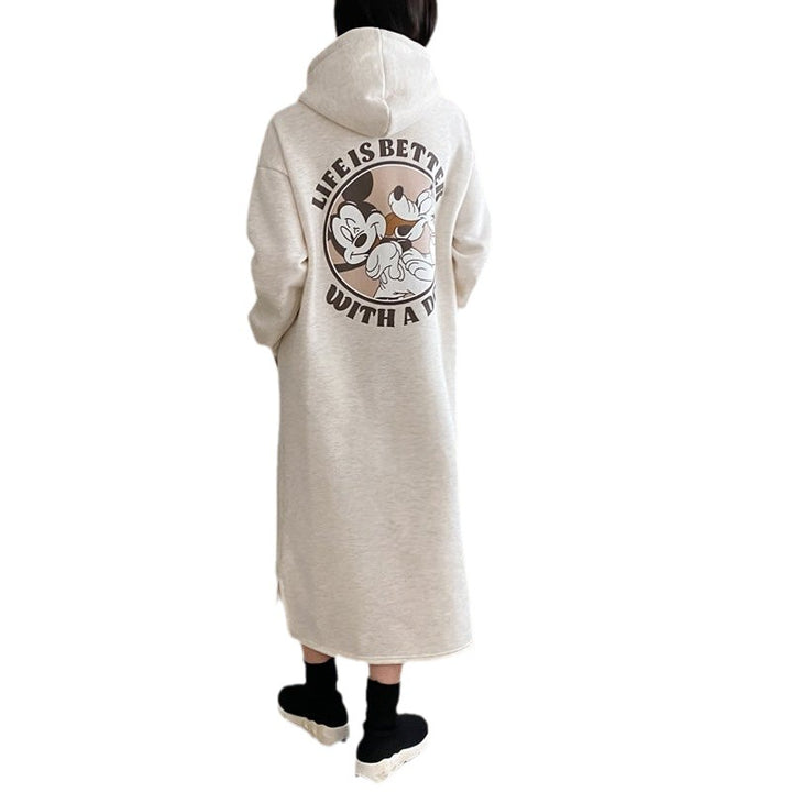 Kvinnors Mysig Hoodie Klänning med storttryck och bekväm passform Mirla-Eva Jonsson
