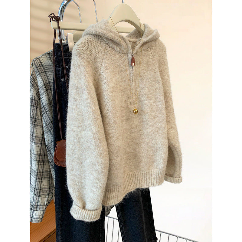 Kvinnors Mysig Hoodie med Halv Dragkedja och Känguru Ficka Mirla-Eva Jonsson