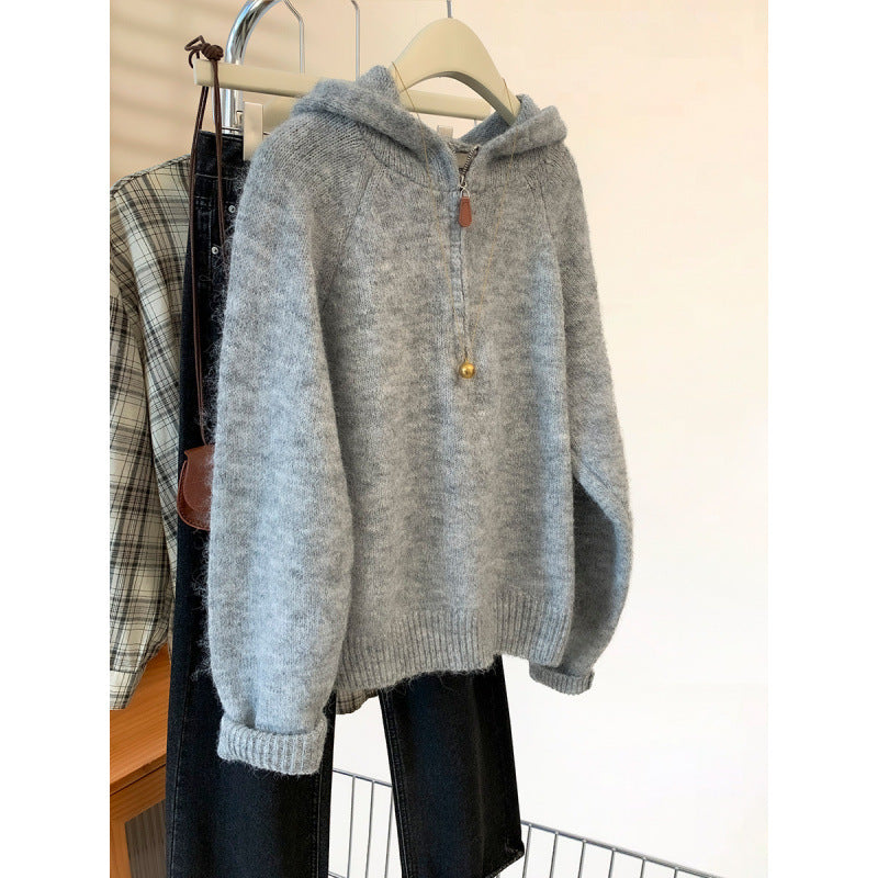 Kvinnors Mysig Hoodie med Halv Dragkedja och Känguru Ficka Mirla-Eva Jonsson