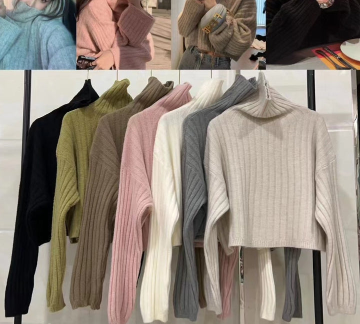 Kvinnors Mysig Polokrage Tröja med Texturerat Stickmönster Mirla-Eva Jonsson