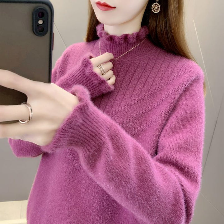 Kvinnors Mysig Rullkrage Tröja med Texturerad Design Mirla-Eva Jonsson