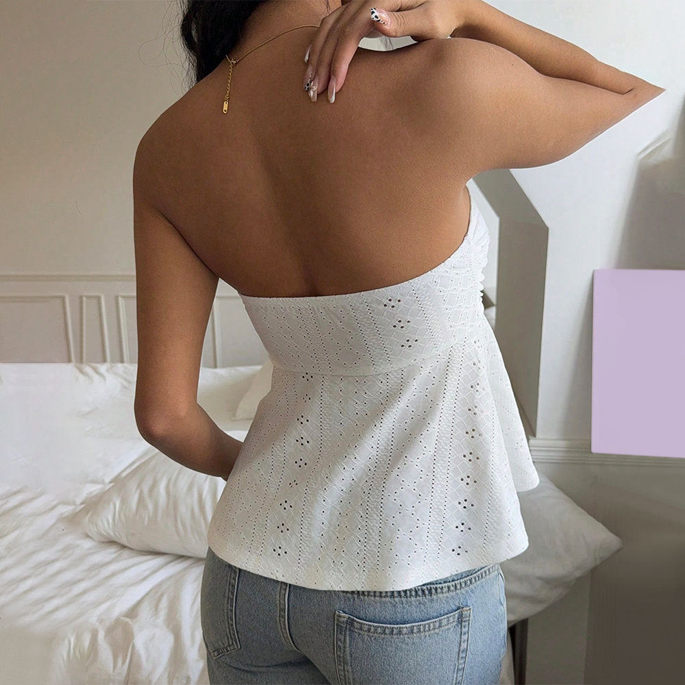 Kvinnors Off-Shoulder Blus Skjorta med Smakfull Spetsdesign Mirla-Eva Jonsson