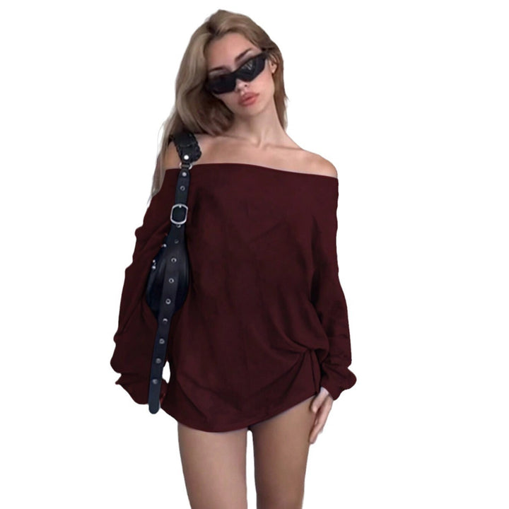 Kvinnors Off-Shoulder Blus med Löst Passform och Knutdetalj Mirla-Eva Jonsson