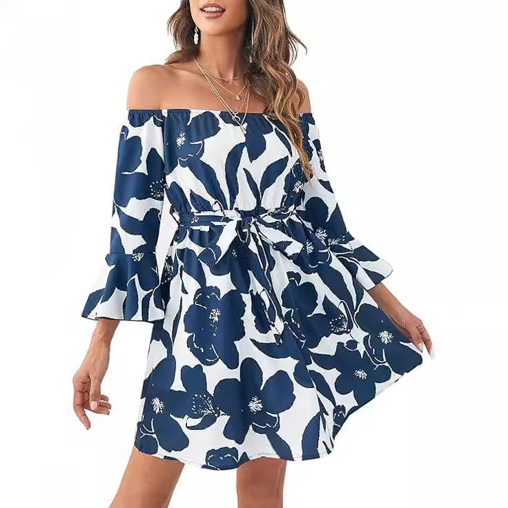 Kvinnors Off-Shoulder Klänning med Färgglad Mönster Mirla-Eva Jonsson