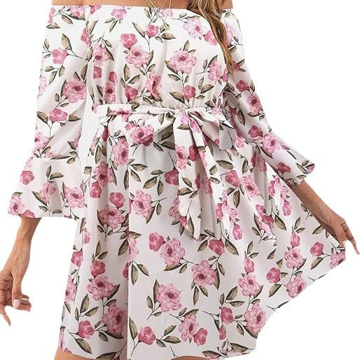 Kvinnors Off-Shoulder Klänning med Färgglad Mönster Mirla-Eva Jonsson