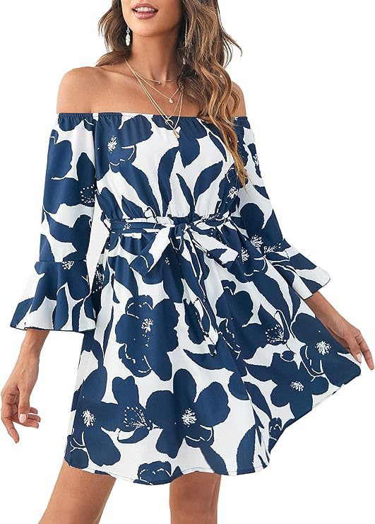 Kvinnors Off-Shoulder Klänning med Färgglad Mönster Mirla-Eva Jonsson