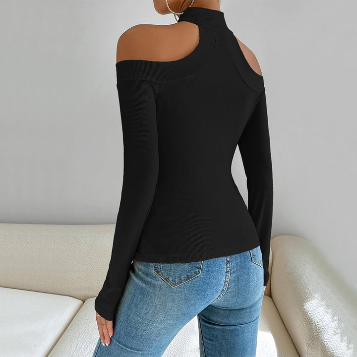 Kvinnors Off-Shoulder Långärmad Topp med Elegant Knutdesign Mirla-Eva Jonsson