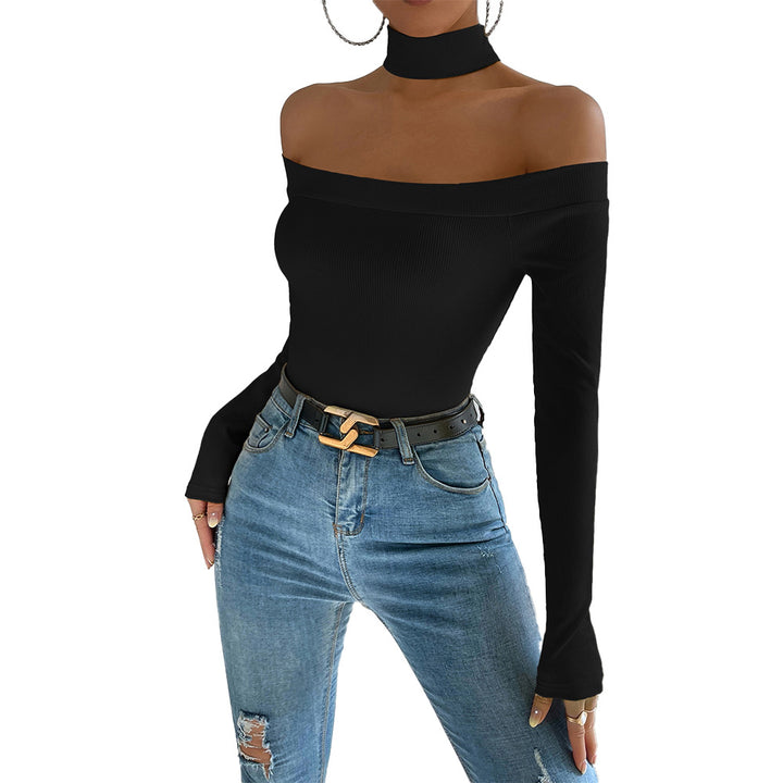 Kvinnors Off-Shoulder Långärmad Topp med Elegant Knutdesign Mirla-Eva Jonsson