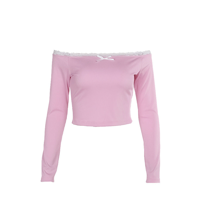 Kvinnors Off-Shoulder Skjorta med Spetsdetaljer och Fitted Cut-Eva Jonsson