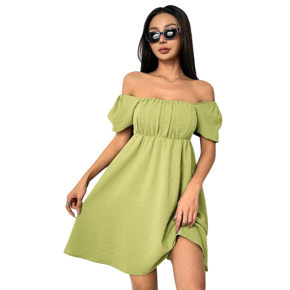 Kvinnors Off-Shoulder Sommarklänning med Puffärmar och Sidslits Mirla-Eva Jonsson