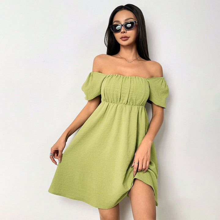 Kvinnors Off-Shoulder Sommarklänning med Puffärmar och Sidslits Mirla-Eva Jonsson