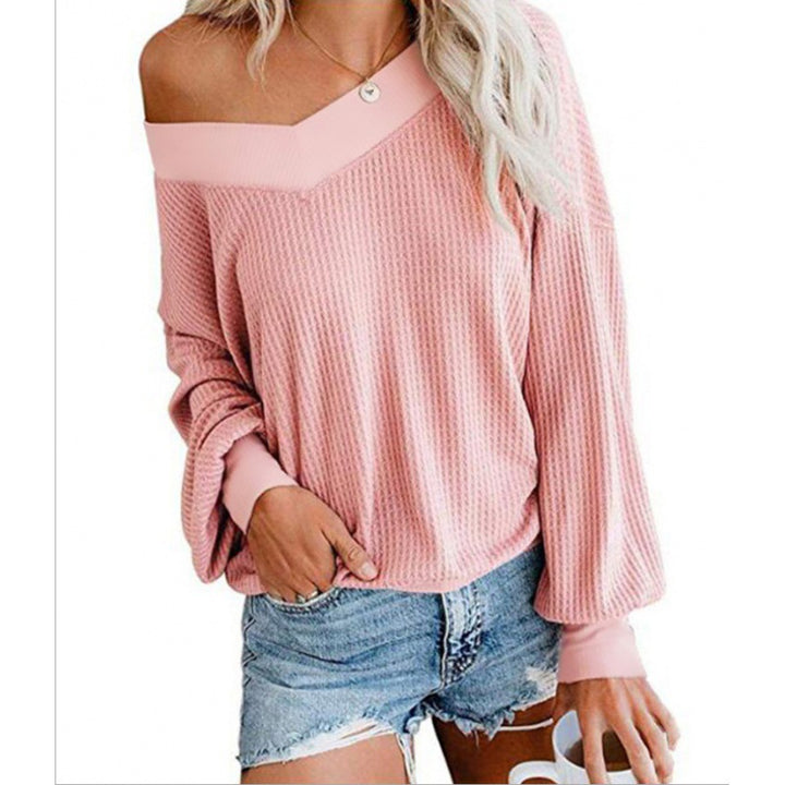 Kvinnors Off-Shoulder Stickad Tröja med Voluminösa Ärmar Mirla-Eva Jonsson