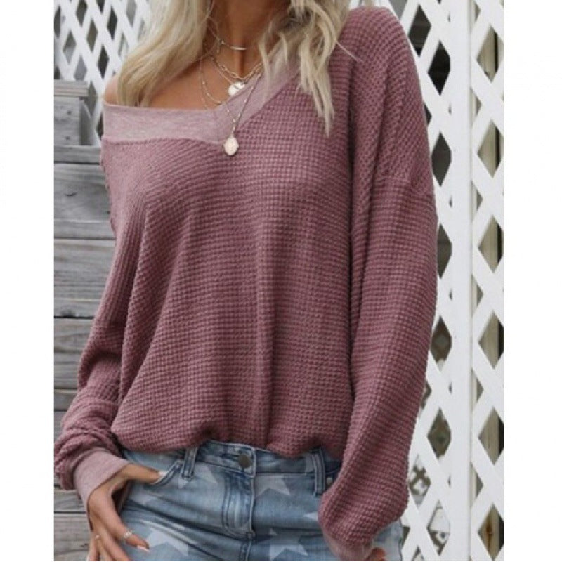 Kvinnors Off-Shoulder Stickad Tröja med Voluminösa Ärmar Mirla-Eva Jonsson