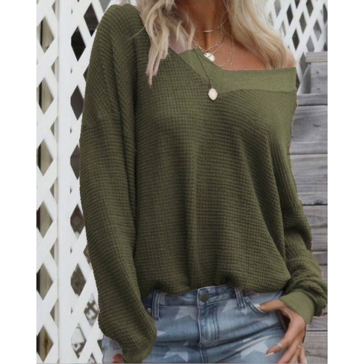 Kvinnors Off-Shoulder Stickad Tröja med Voluminösa Ärmar Mirla-Eva Jonsson