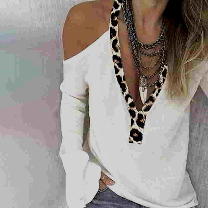 Kvinnors Off-Shoulder Topp med Leopardtryck Mirla-Eva Jonsson