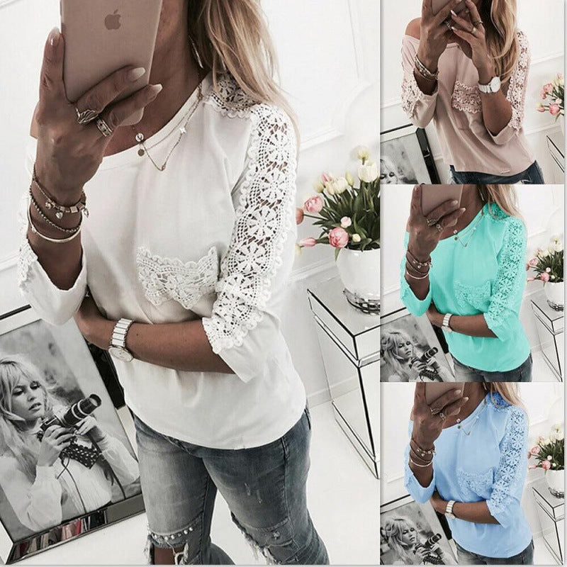 Kvinnors Off-Shoulder Topp med Spetsdekoration och Låg Passform Mirla-Eva Jonsson