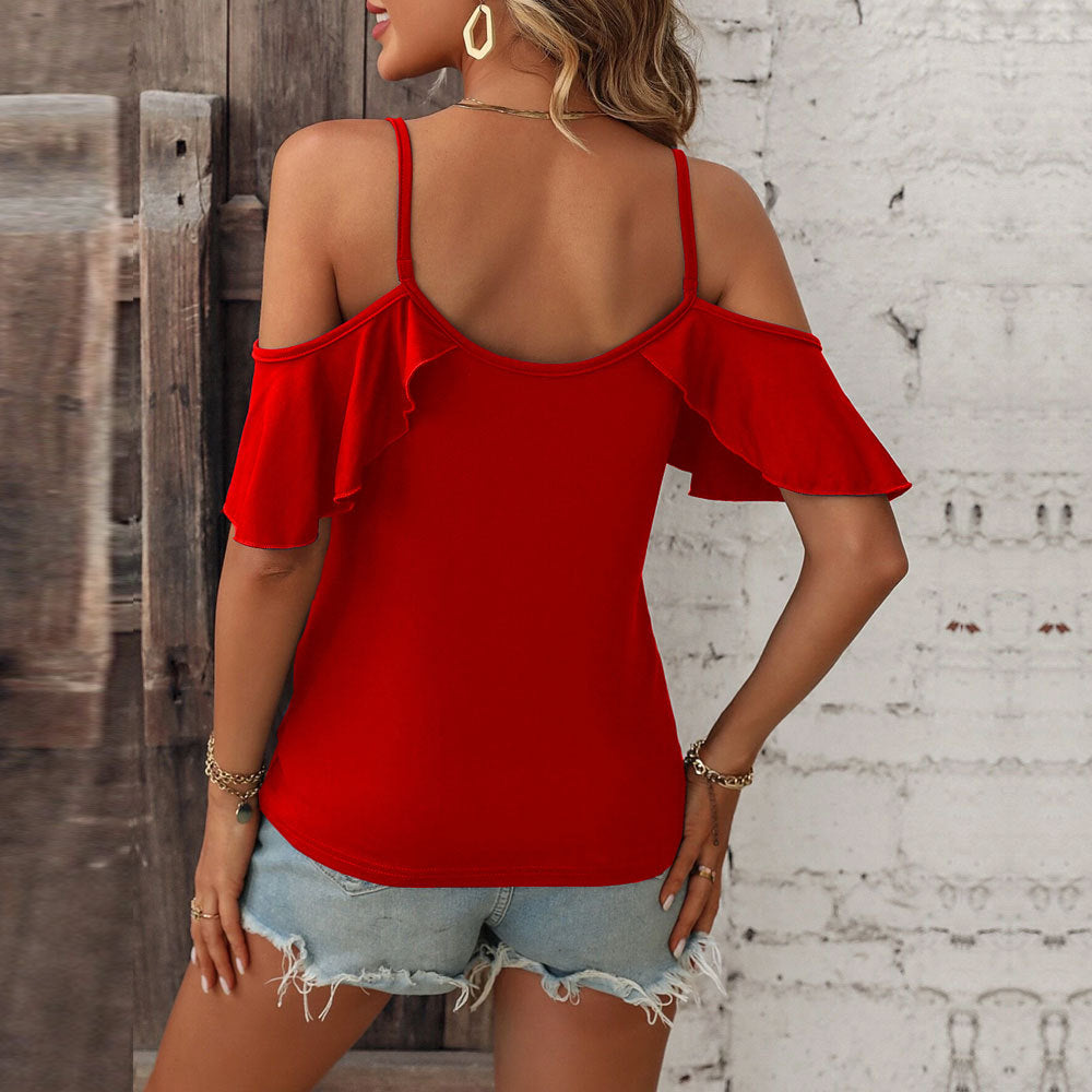 Kvinnors Off-Shoulder Topp med Volangdetaljer Mirla-Eva Jonsson