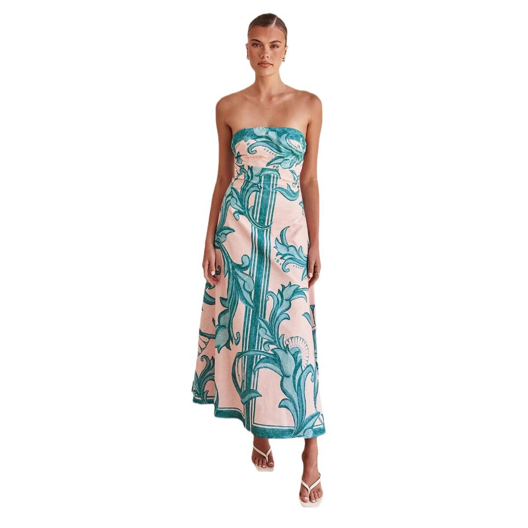 Kvinnors Offshoulder Maxiklänning med Blommönster och Elegant A-linjeformad Snitt-Eva Jonsson