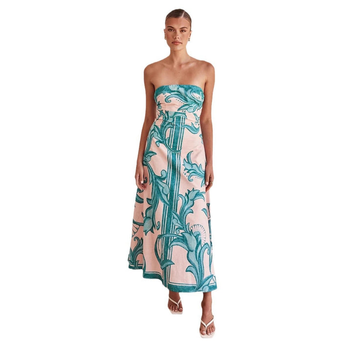 Kvinnors Offshoulder Maxiklänning med Blommönster och Elegant A-linjeformad Snitt-Eva Jonsson