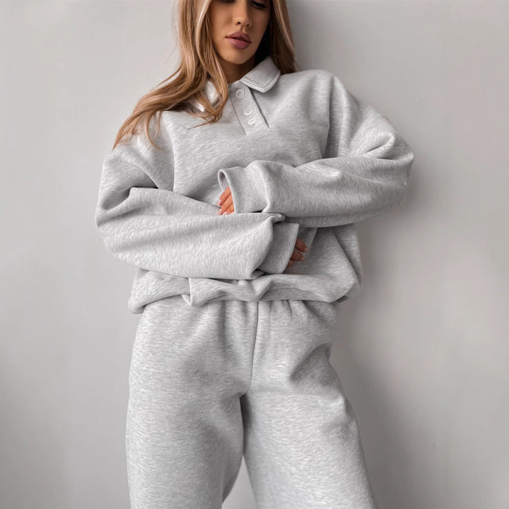 Kvinnors Oversize Joggingdräkt med Bekväm Passform och Hög Krage Mirla-Eva Jonsson