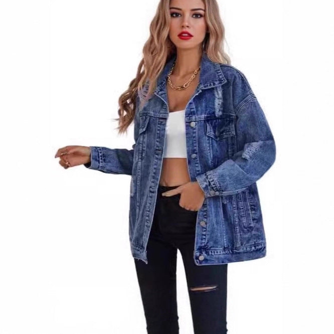 Kvinnors Oversized Denimjacka med Mode Råa Detaljer Mirla-Eva Jonsson