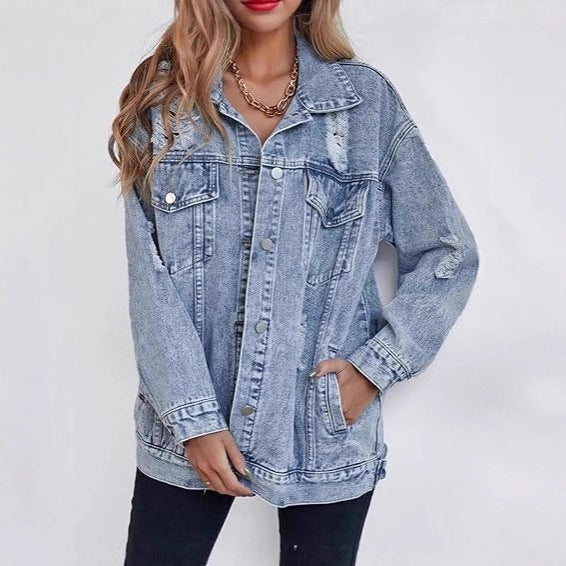 Kvinnors Oversized Denimjacka med Mode Råa Detaljer Mirla-Eva Jonsson