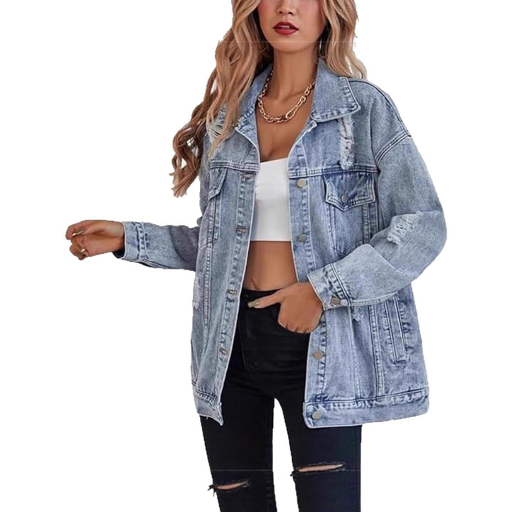 Kvinnors Oversized Denimjacka med Mode Råa Detaljer Mirla-Eva Jonsson