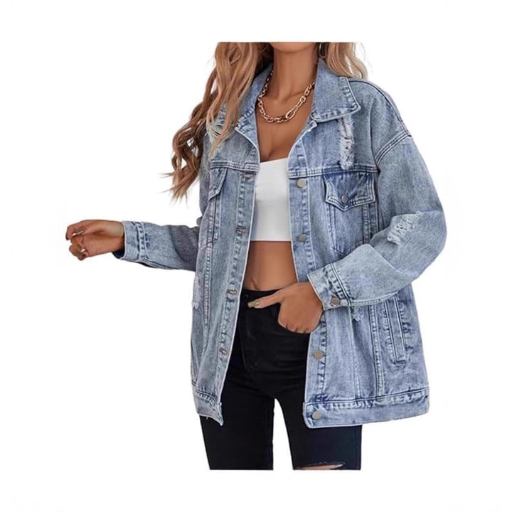 Kvinnors Oversized Denimjacka med Mode Råa Detaljer Mirla-Eva Jonsson