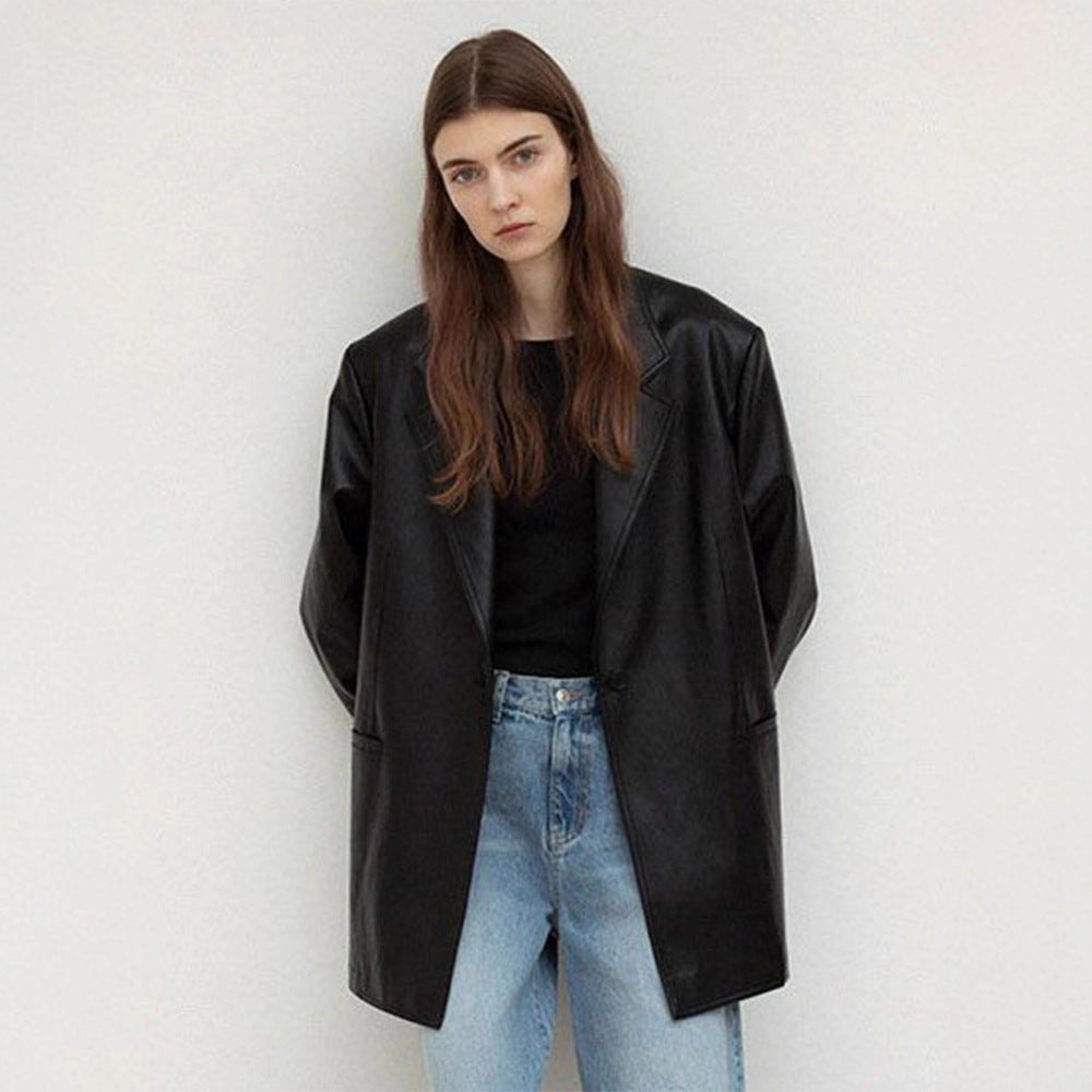 Kvinnors Oversized Faux Skinn Blazer Mirla-Eva Jonsson