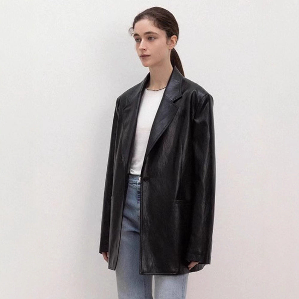 Kvinnors Oversized Faux Skinn Blazer Mirla-Eva Jonsson