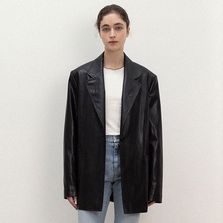 Kvinnors Oversized Faux Skinn Blazer Mirla-Eva Jonsson